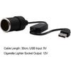 USB A Male To 12V Car Cigarette Lighter Socket Female Converter Cable 2-Pack