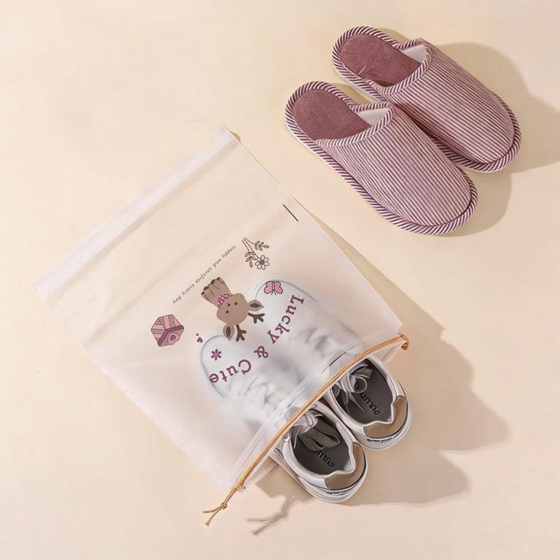 10Pcs Waterproof Drawstring Shoe Storage Bags With Cute Cartoon Prints Perfect For Travel Packing And Home Use