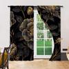 Set Of 2 Versatile Polyester Transparent Curtains Home Decoration Black Golden Floral Use Bedrooms Living Rooms Curtain Ideal For Room