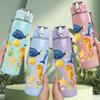 1 Stück Ozean Meeres Tier Muster 750ml Farbe Kunststoff Sport Wasserflasche Auslaufsicher Klappdeckel mit Strohhalm Geeignet für Sport Büro Zuhause