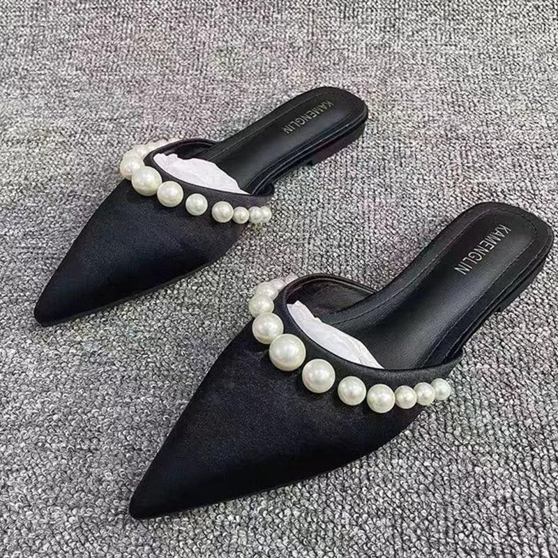 Fashion Pointed Toe Women Flats Slippers Casual Fashion Mules Shoes Summer Woman Sandals Designer Brand 2025 Trend Dress Mujer Zapatos