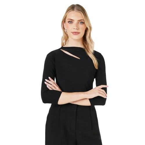 Principles Womens/Ladies Soft Touch Keyhole Regular 3/4 Sleeve Top 16 UK noir