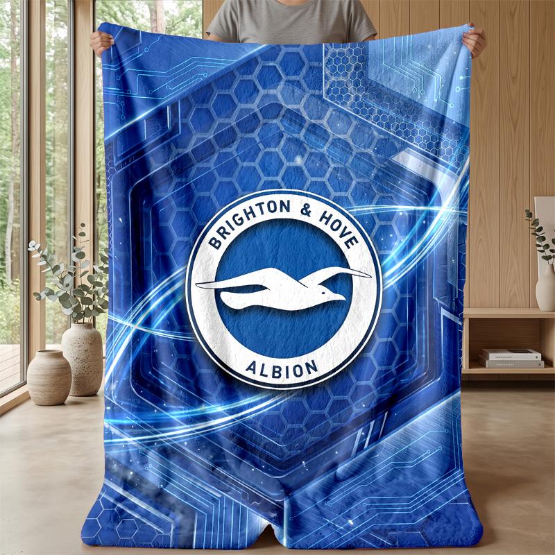 Coperta in Flanella con Stampa Calcio Brighton & Hove Albion, Coperta Morbida Calda Leggera per Divano Letto Campeggio