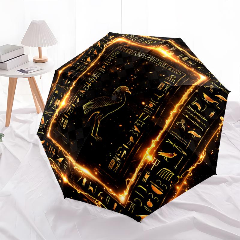 1PC Egyptian theme Umbrella Portable Folding Umbrella Iron Frame Hole Bone Structure Outdoor Home Umbrella A2