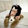 Flat Black White Tuxedo Cat Plush Cozy Toy Cute Doll Rounded Squat Silhouette Pink Inner Ear Simple Gentle Facial Stitch Compact