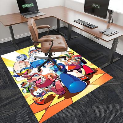 1pc Mega Man Anime Cartoon Design Office Chair Mat Non-Slip Carpet for Home Decor, Living Room, Bedroom, Game Room - Perfect Gift for Fans!Y066