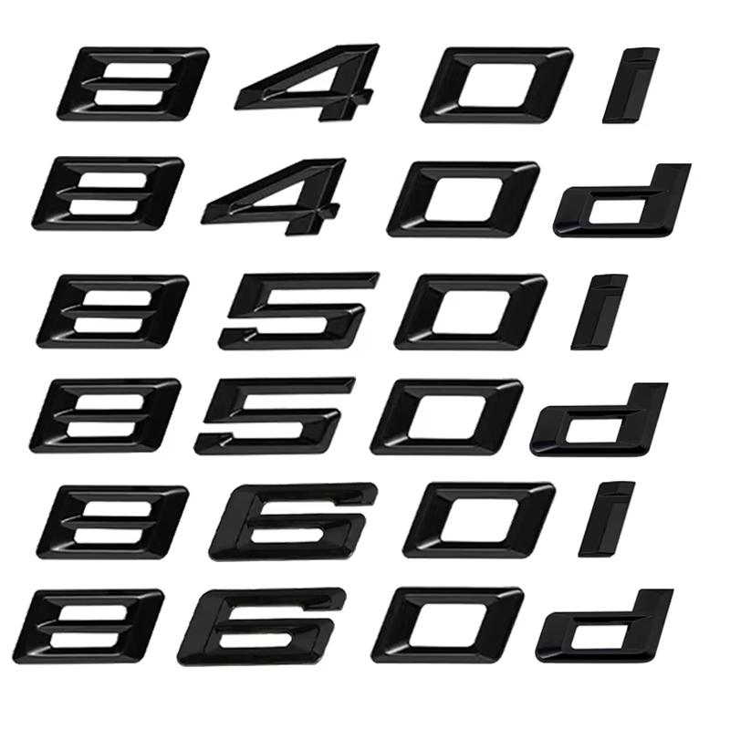 

3D ABS Black Car Trunk Letters Sticker Decal Cover For BMW E63 G32 E64 F12 Logo 840i 840d 850i 850d 860i 860d Emblem Accessories 840i чорний