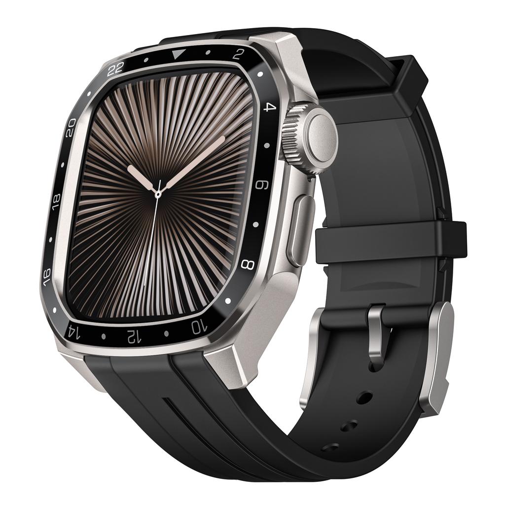 Custodia in Metallo+Cinturino in Silicone per Fasce Apple Watch 46mm 45mm Copertura Protettiva Antiurto Serie Iwatch 11 10 9 8