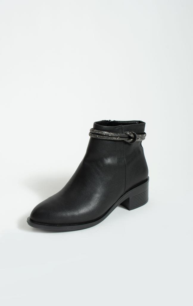 Stripe Stone Embroidered Sole Warm Lining Zippered Women's Boots B01-271-23