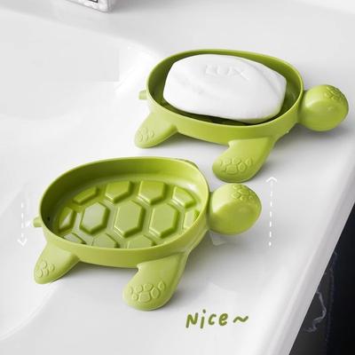 Cute Cartoon Turtle Soap Box Drain Soap Holder Bathroom Shower Soap Tray Sponge Storage Plate Bathroom Supplies 090