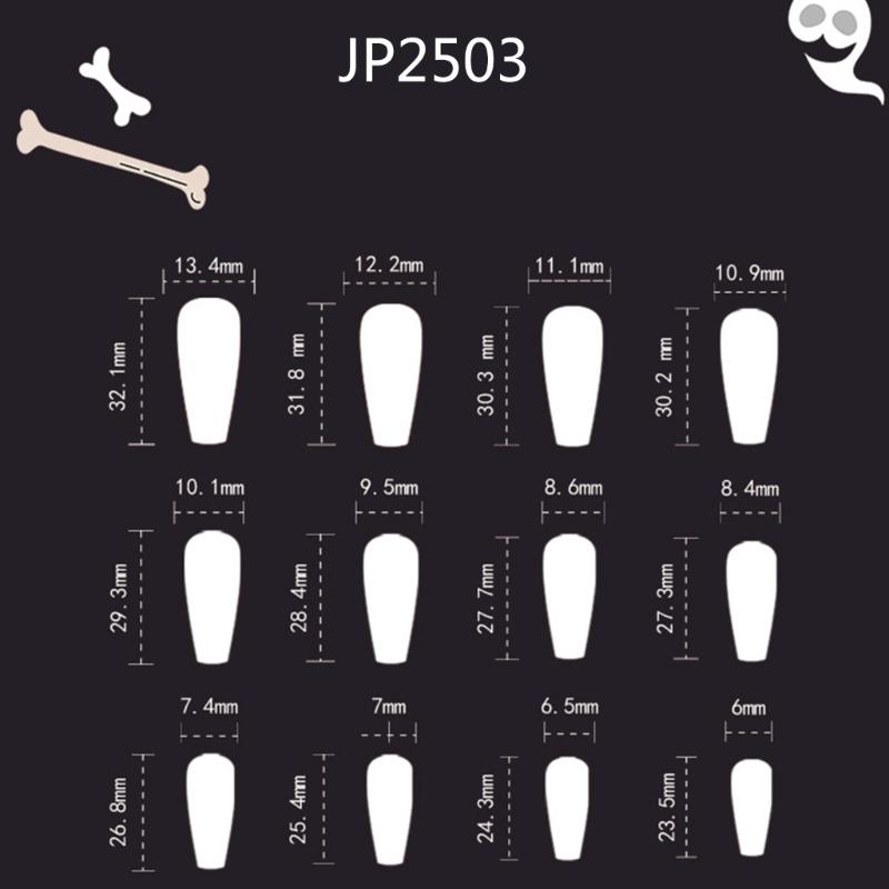 1 Sheet Coffin Press on Nails French Fake Nails Tips Full Cover Acrylic Nails Glossy Horrible Halloween False Nails