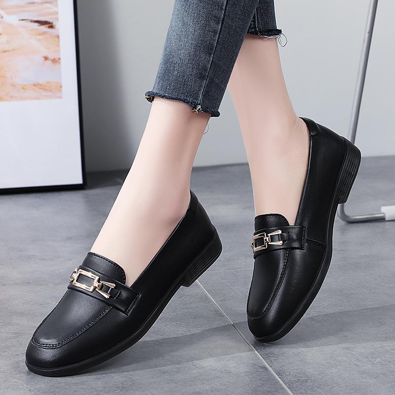 Fashion Womens Flat Loafers Retro Round Head Small Leather Shoes Soft Sole Foreign Trade Trend Zapatos Baratos Liquidaci