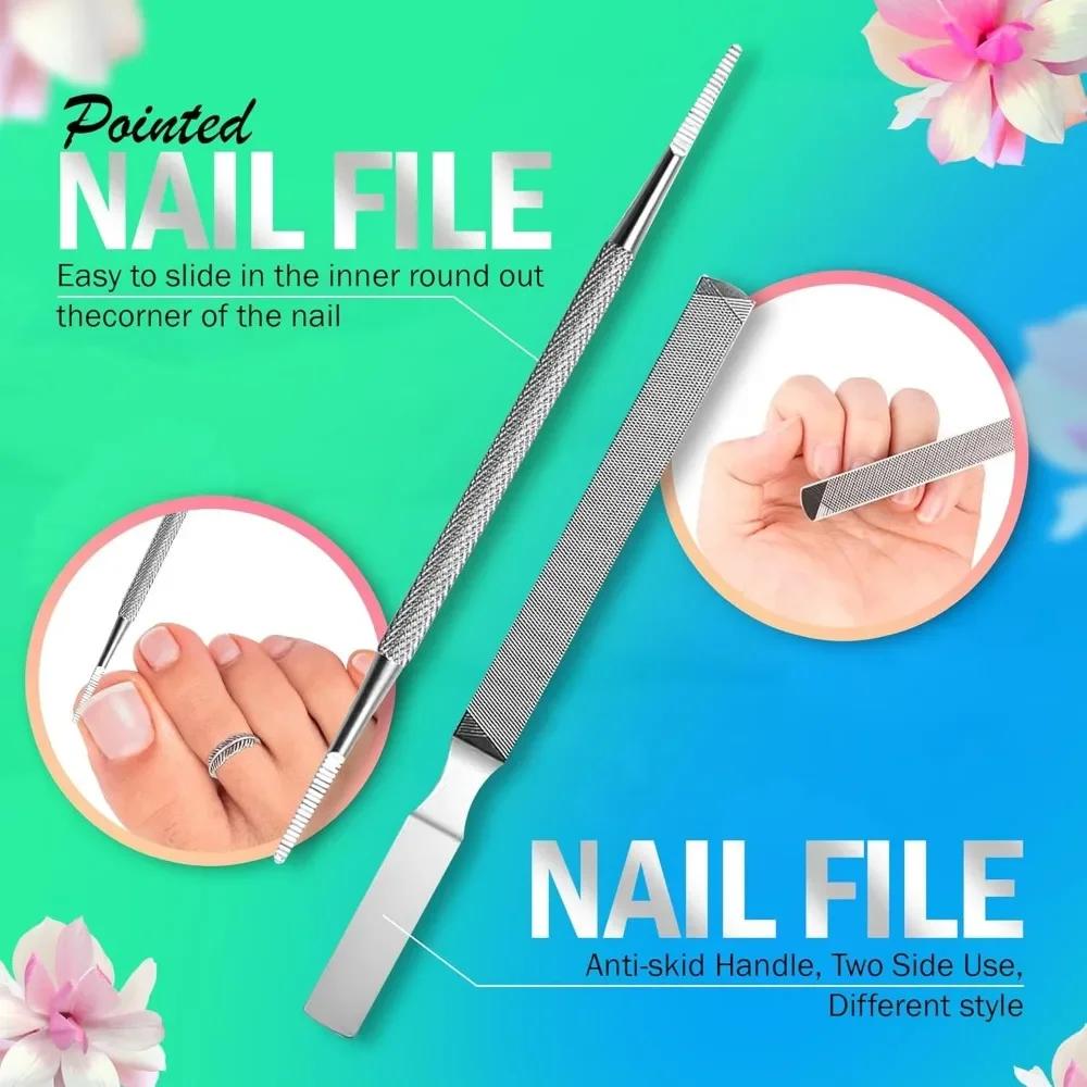 A Sturdy Toenail Clipper Set Suitable for Thick Nails and Internal Nails, with 7PC Stainless Steel Toenail Clippers for Trimming