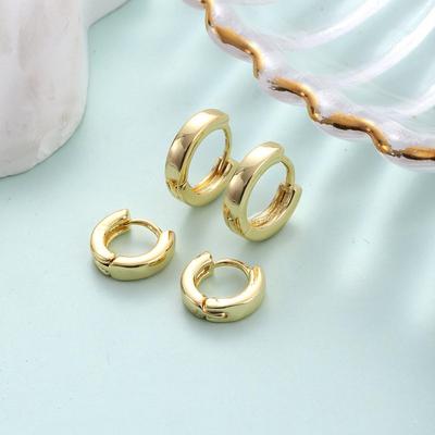 Korean Style Pure Copper Minimalist Small Round Hoop Earrings - Shiny Niche Design Studs