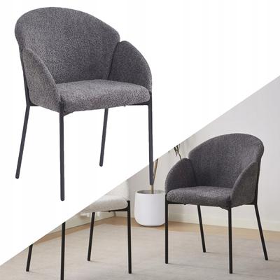Scandinavian Upholstered Gray Sheepskin Chair for the Living Room and Dining Room