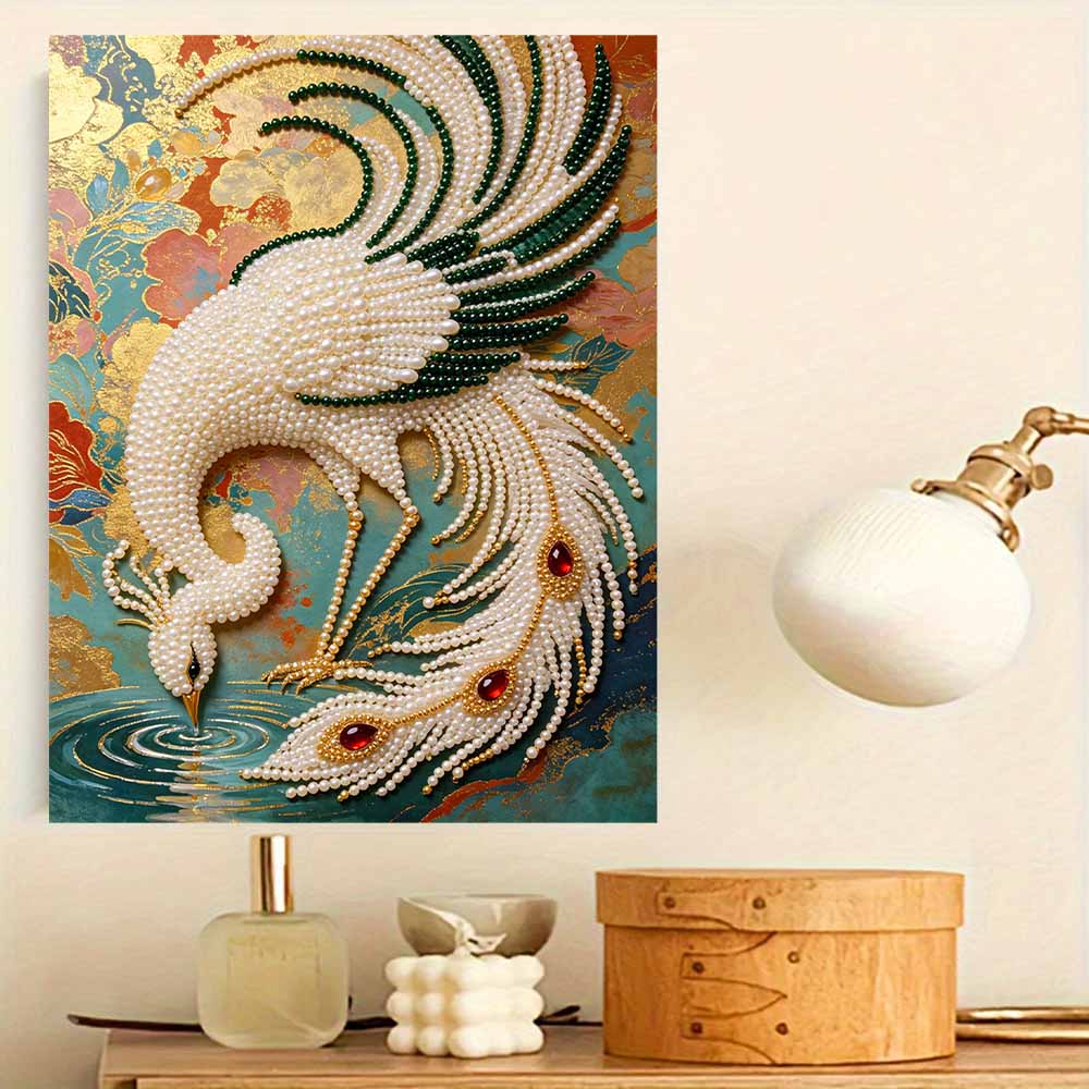 Pittura di Pavone con Perle 5D Fai da Te Ricamo di Strass Arte Fatta a Mano Decorazione Regalo Creativo per Decorazione d'Interni della Casa