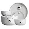 Cute Animal Bowl Cake Dish Large Salad Soup Pasta Bowl Coffee Mug Milk Cup Ceramic White Dinner Plates Set Cute Dishes Set Korea