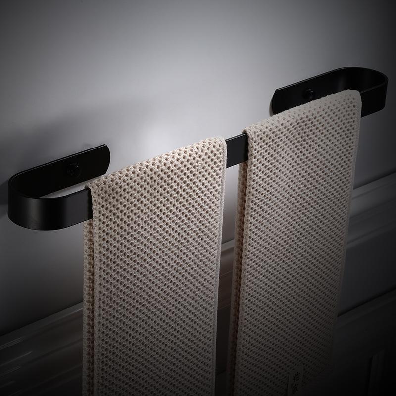 Tuqiu Handtuchstange Nagelfrei Einzelne Badezimmer-Handtuchaufhängung Weißes Aluminium Handtuchstange Mattschwarz Handtuchhalter 30/40/50/60 cm