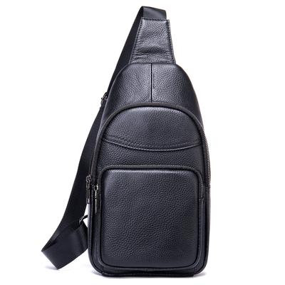 Men's Genuine Leather Chest Bag, Sports and Leisure Top Layer, Cowhide Single Shoulder Shoulder Shoulder Bag, Crossbody Bag, Men's High-end Feeling