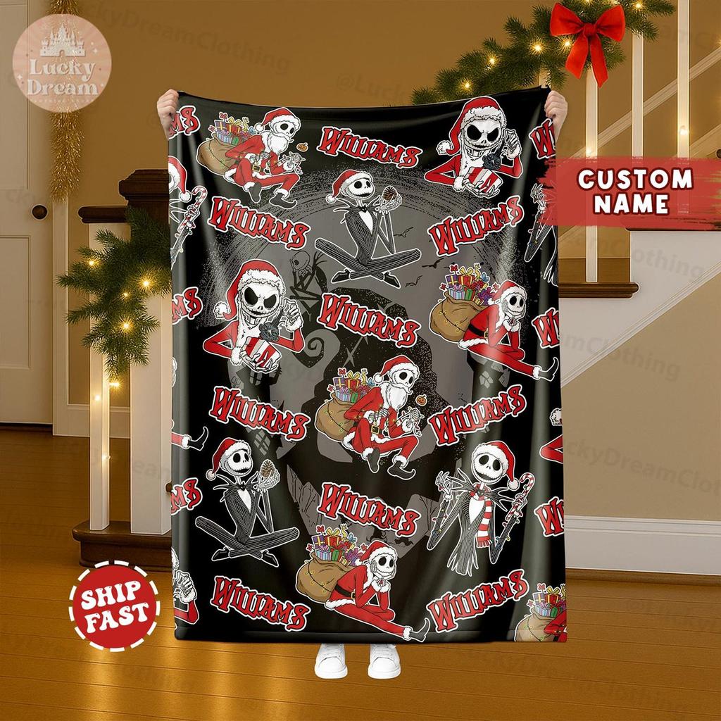 Personalized Baby Blanket, The Nightmare Before Christmas Blanket, Christmas Gift For Boys And Girls Blanket, Baby Blanket Disney Home Decor