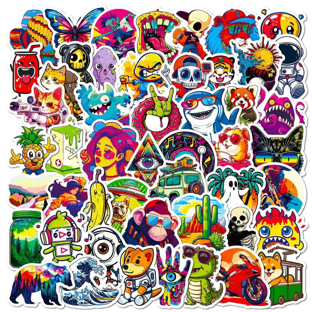 50 Street Art Hip Hop Color Graffiti Stickers Trend Hip Hop Rap Decorative Stickers Diy Motorcycle Stickers