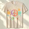 Retro 60s 70s Hippie Peace Love Graphic Tshirt Cotton With Colorful Floral Design Casual Crew Neck Tee For Unisex Clothing Tops