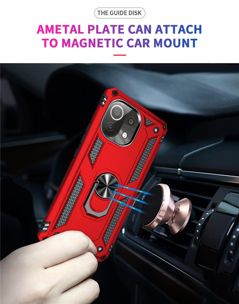 Shockproof Rugged Magnetic Ring Stand Fundas TPU Bumper Cover for Xiaomi Mi11 Mi 11 Pro Mi11 Lite 5G Case Coque Protective Shell