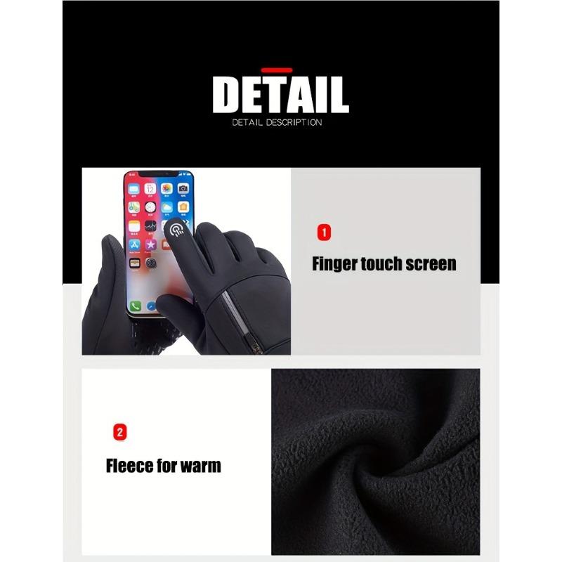 Men's Winter Outdoor Warm Gloves, Windproof Waterproof Touch Screen Gloves, Non-slip Cold Gloves, for Outdoor Running Riding Skiing Fishing Driving