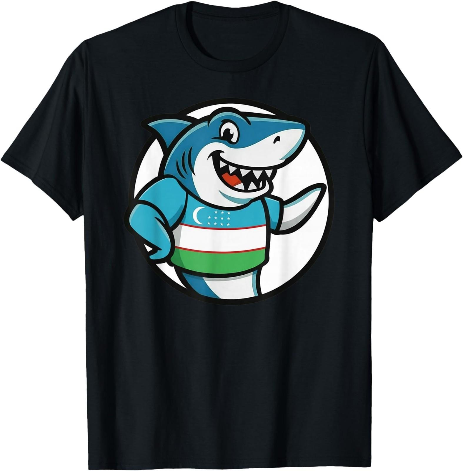 Uzbekistan Flag Shark Funny Uzbek T-Shirt XXXXL