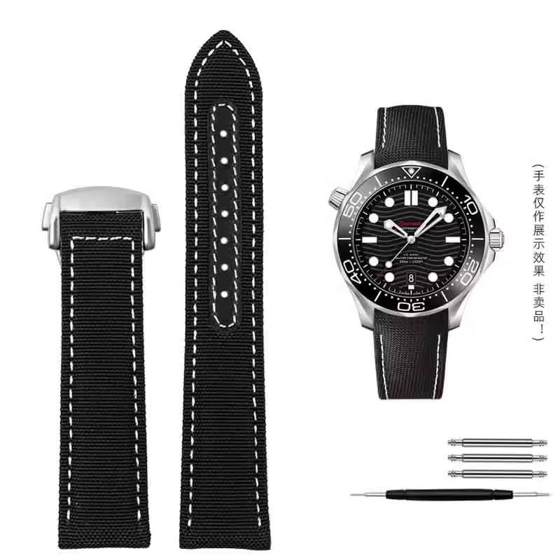 19mm 20mm Watch Band For Omega Speedmaster Snoopy 310 Canvas Cowhide Bottom Watch Strap New Seahorse AT150 Nylon Watch Straps