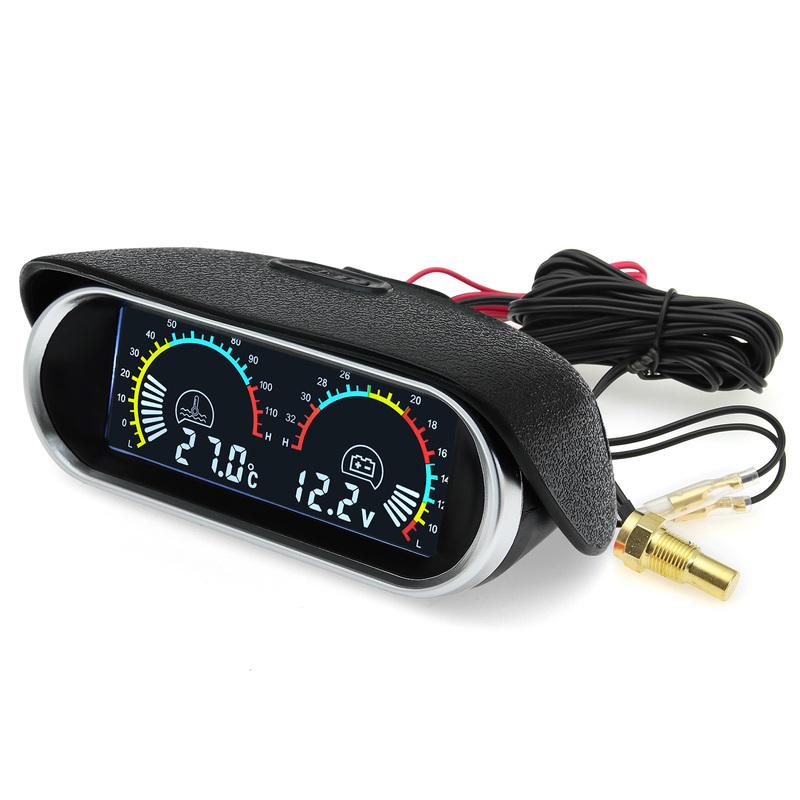 2 in 1 Auto Digital Water Temp Meter &Voltmeter &Oil Pressure Gauge Volt Voltage Meter with 1/8NPT Sensors For Car Truck 12V 24V