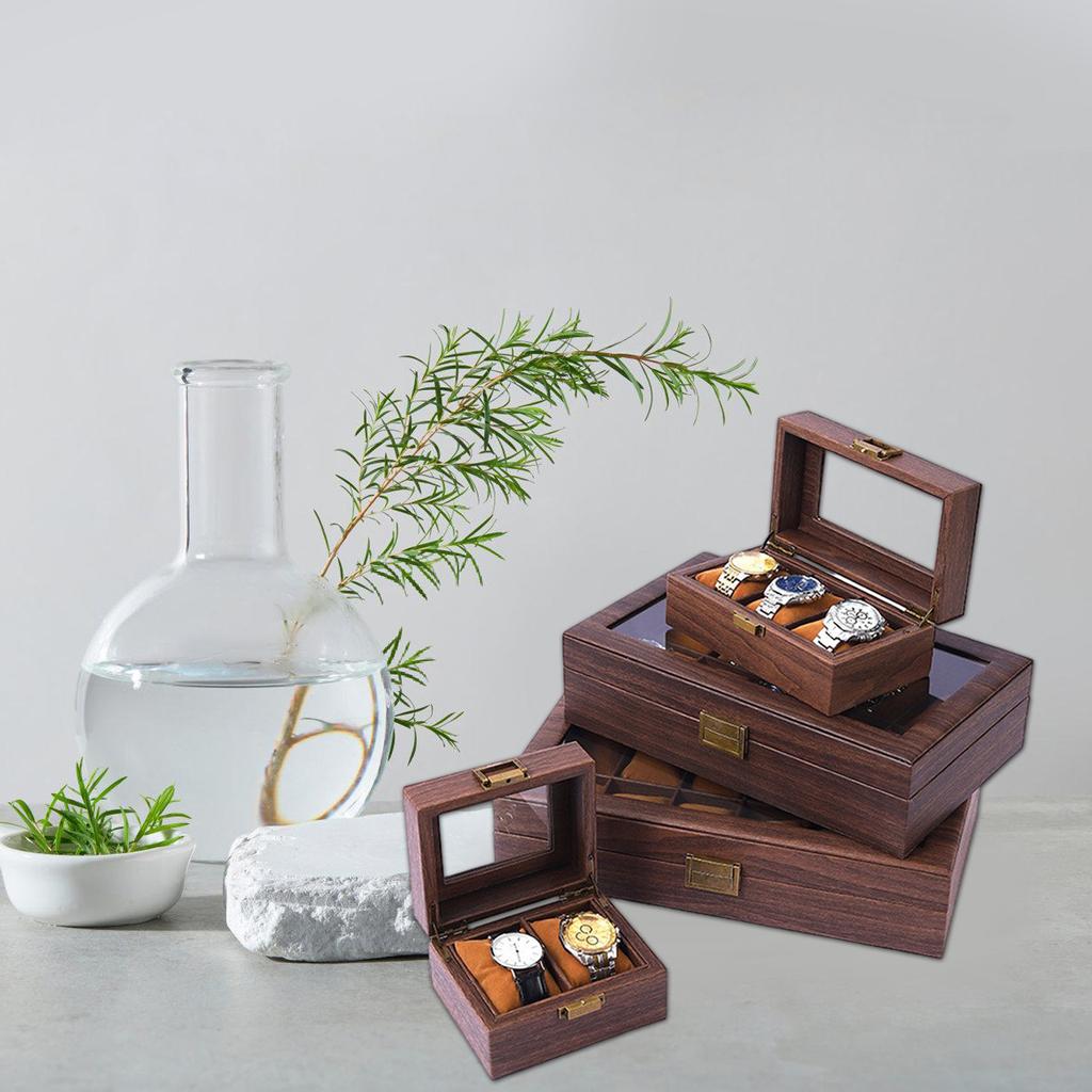 Wood Watch Storage Box Watch Display Holder Gift Box 2/3/6/10/12 Slot Watch Cases Box for Christmas Anniversary Birthday