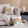 Colorful Cheerful Art Cartoon Rainbow Sun Cushion Cover Throw Pillow Cover Hidden Button Durable Polyester Chair Cushion
