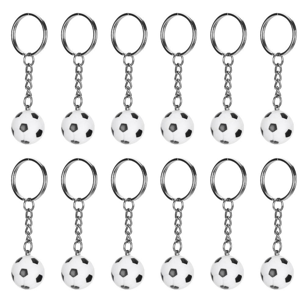 12PCS Simulation Design Soccer Ball Keychains Mini Size Sports Ball Key Ring For Event Giveaways