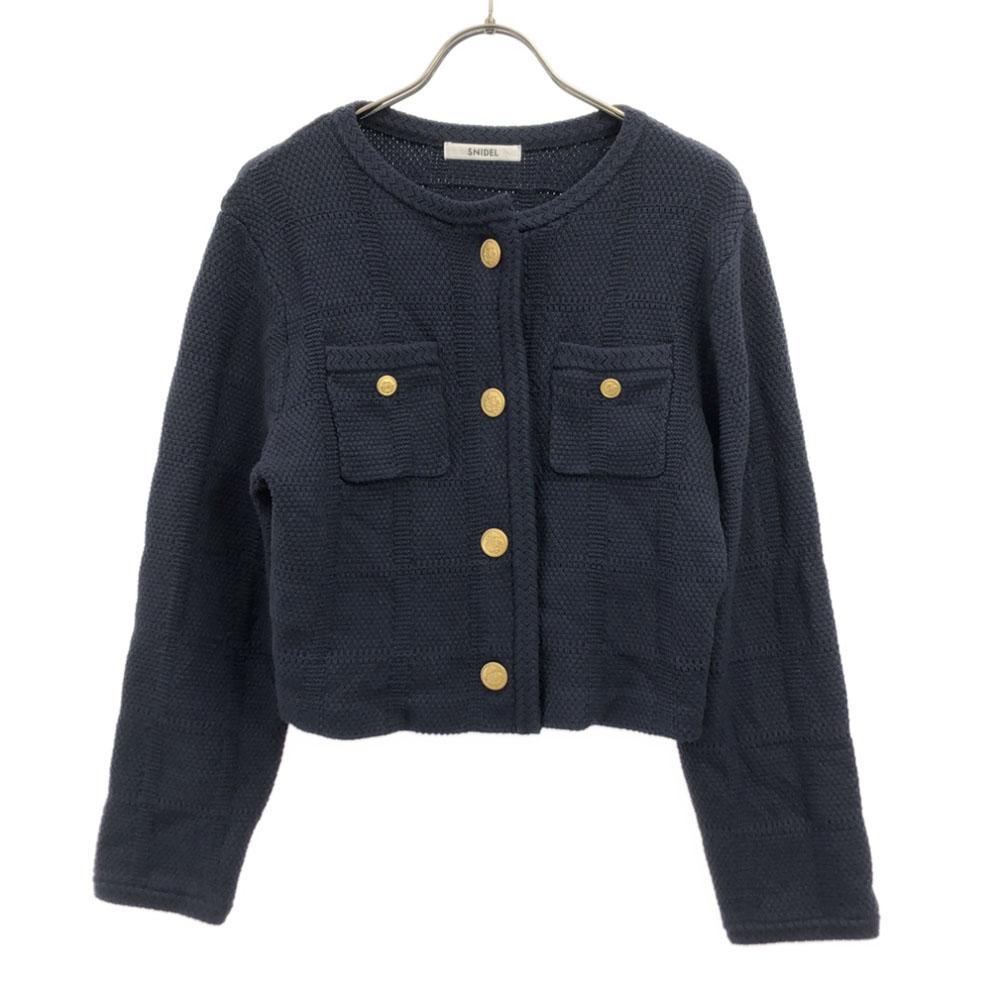 

SNIDEL SWNJ241118 Long sleeve tweed Knit jacket F Navy Women Used