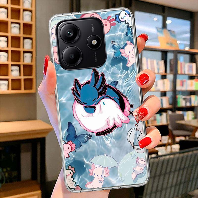 Cute Axolotl Kawaii Phone Case For Xiaomi Redmi Note 15 14 13 12 11 10 Pro Plus 14S 12S 11S 11T 11E 10S Soft Fundas Shell Redmi
