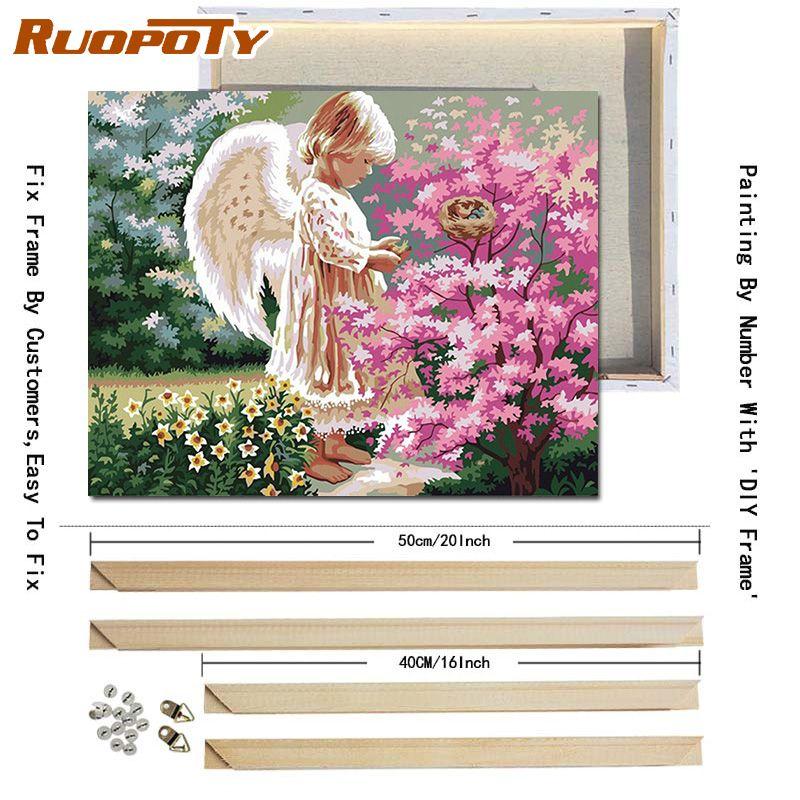 RUOPOTY DIY Frame Kids Picture DIY Painting By Numbers Figure ON Canvas Painting Acrylic Wall Art Picture For Home Decors Art