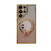 Applicable To Samsung S26ultra Mobile Phone Case Glitter Mirror Magnetic Suction Bracket S25 Electroplated Rhinestone Protective Case S23 +