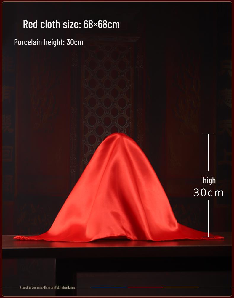 Buddha and Bodhisattva Statue with Red Silk Cloth Covering for Head and Body