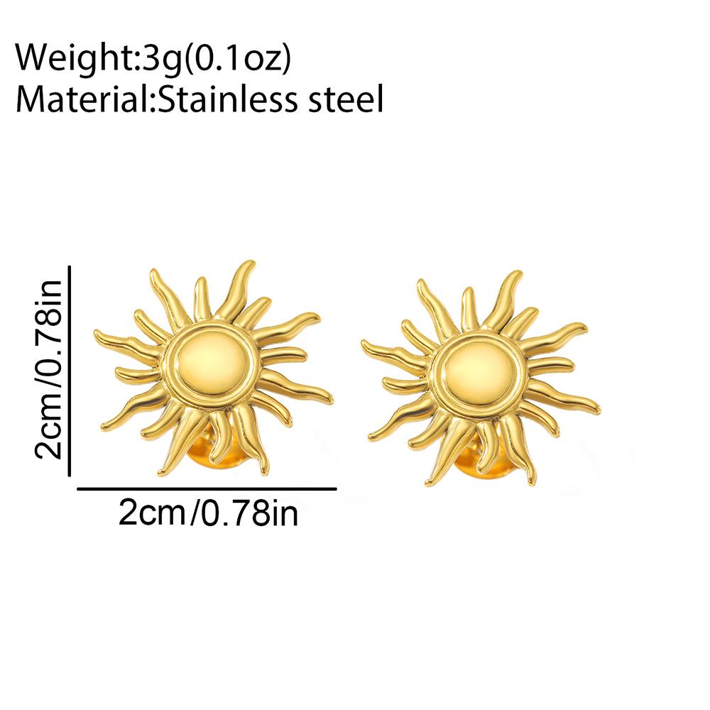 Stainless Steel Earrings Retro Fashion Elegant Temperament Plants Sunflower Flower Earrings Ladies Zircon Daily Commuting Wear