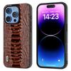 ABEEL For iPhone 16 Pro Case Crocodile Texture Genuine Cow Leather+TPU+PC Phone Cover