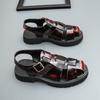 Fashion Men's Sandals 2025 Summer New Breathable Roman Casual Hollow Out Leather Shoes Plus Size Thick Bottom Hole Hole Shoes
