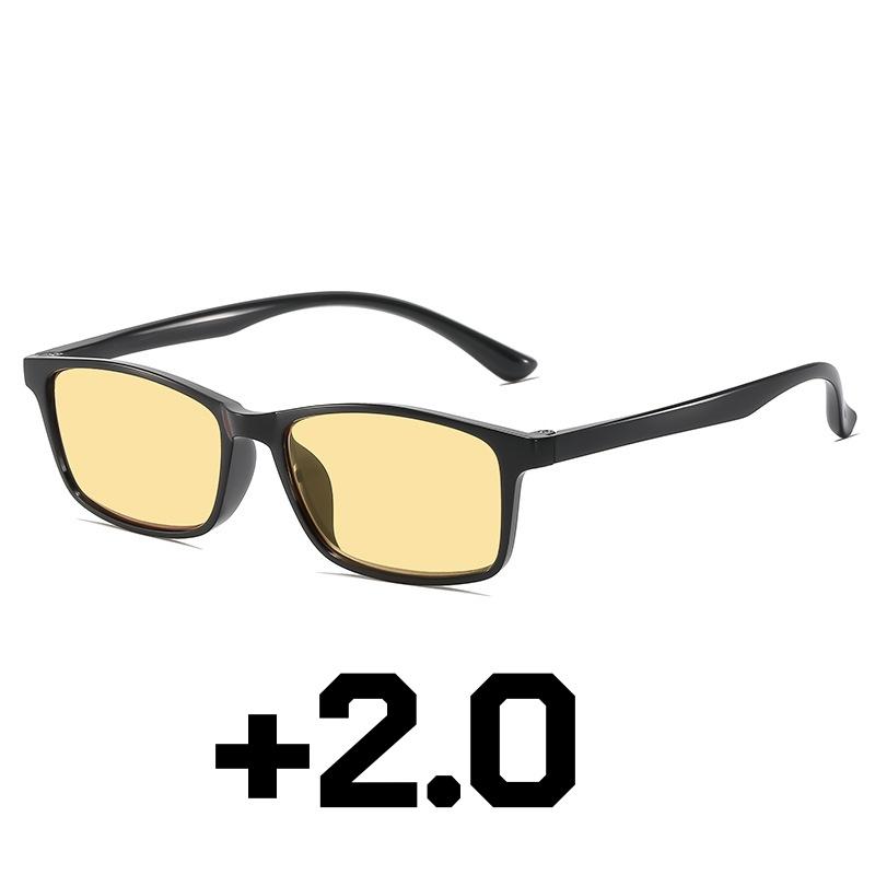 Retro Classic Black Square Frame Reading Glasses Men Anti Blue Light and Ultra Light TR90 Frame Night Vision Presbyopia Glasses