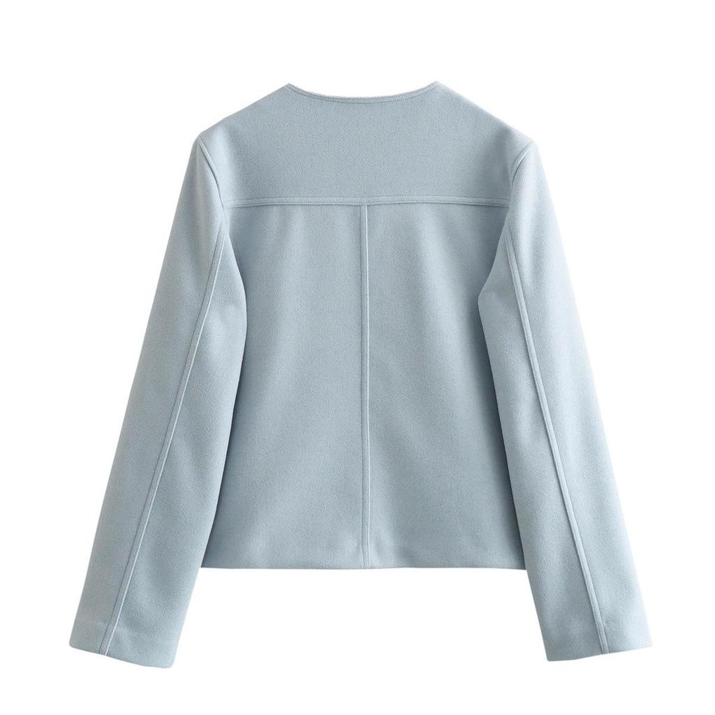 Women's European & American Style Pocket Decor Short Cardigan for Autumn & Spring