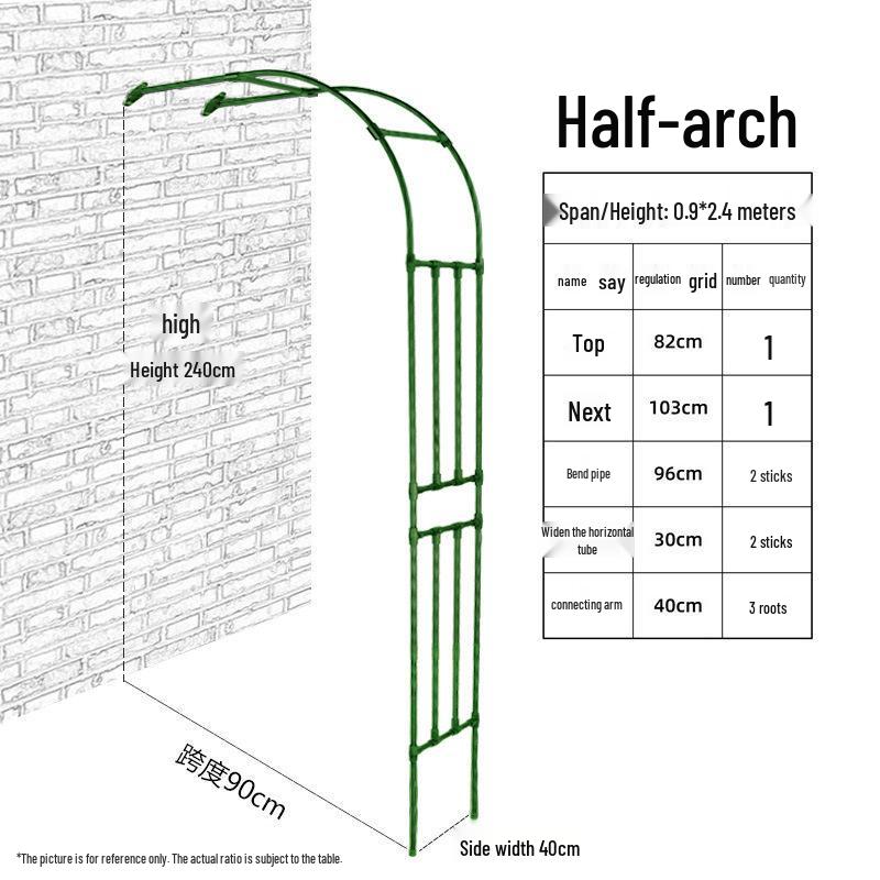 Half Arch Rose Trellis: Curved Iron Flower Stand for Garden or Balcony