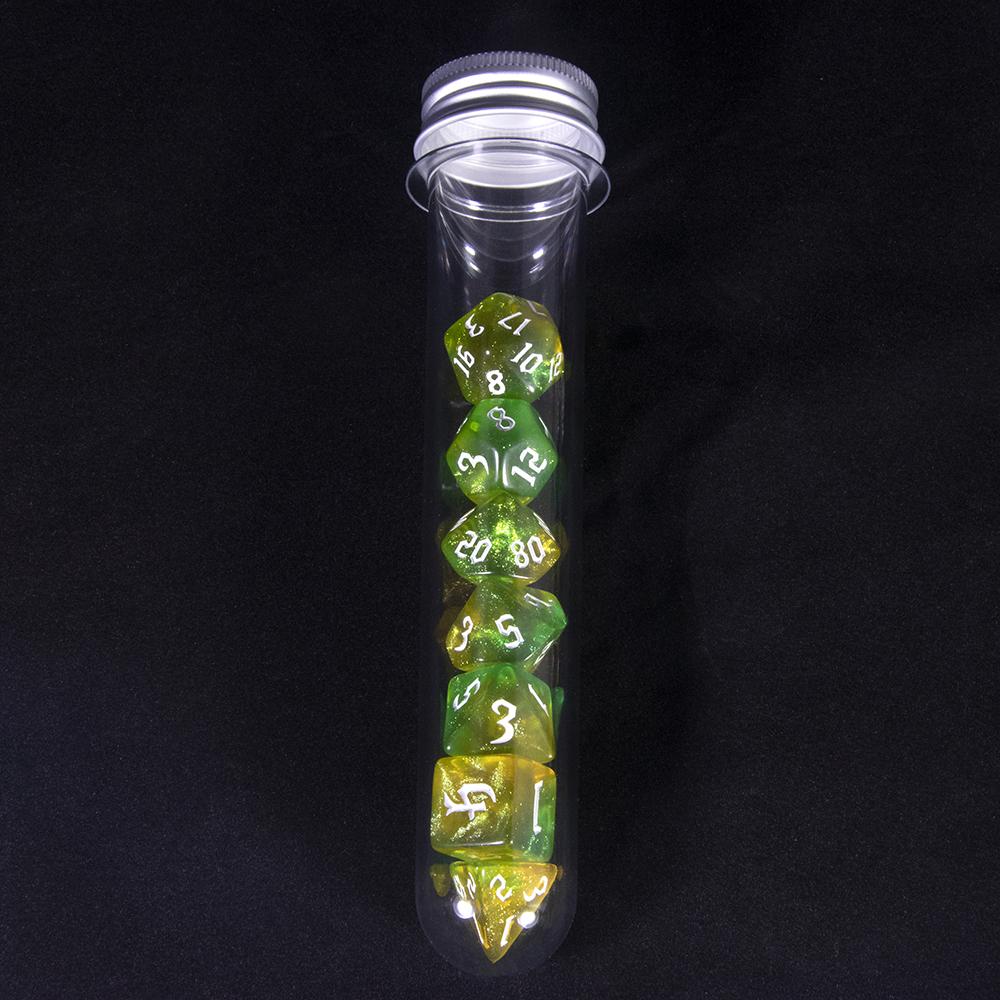 7pcs Game Dice Set Glitter Colored Polyhedral Dice D4-D20 with Tube for Table Game, Gaming Gift