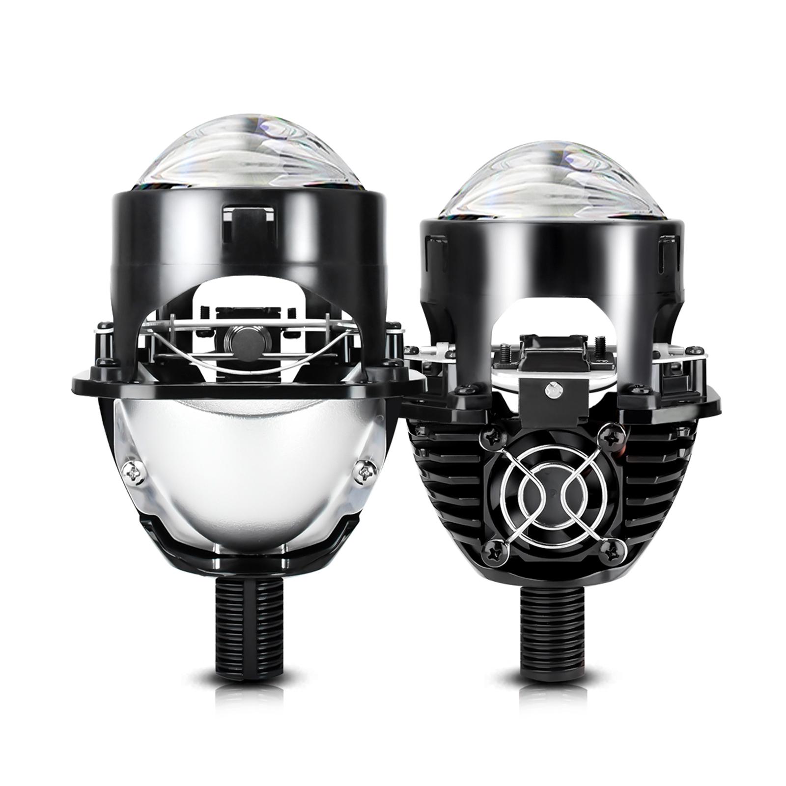 

2,5-дюймовый светодиодный объектив проектора 6000K 8000LM 110W Автомобильная фара H4 H7 9005 9006 Комплект фар 2 шт. чёрный