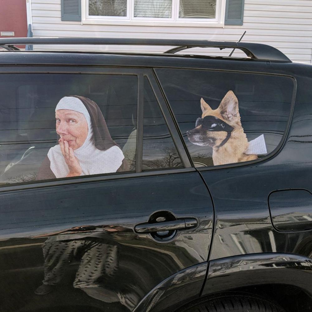 1ks 3D samolepka na auto Legrační Celebrity Auto samolepka na zadní okno Samolepka na auto Sillusion pro královnu Alžbětu Pro papeže Františka