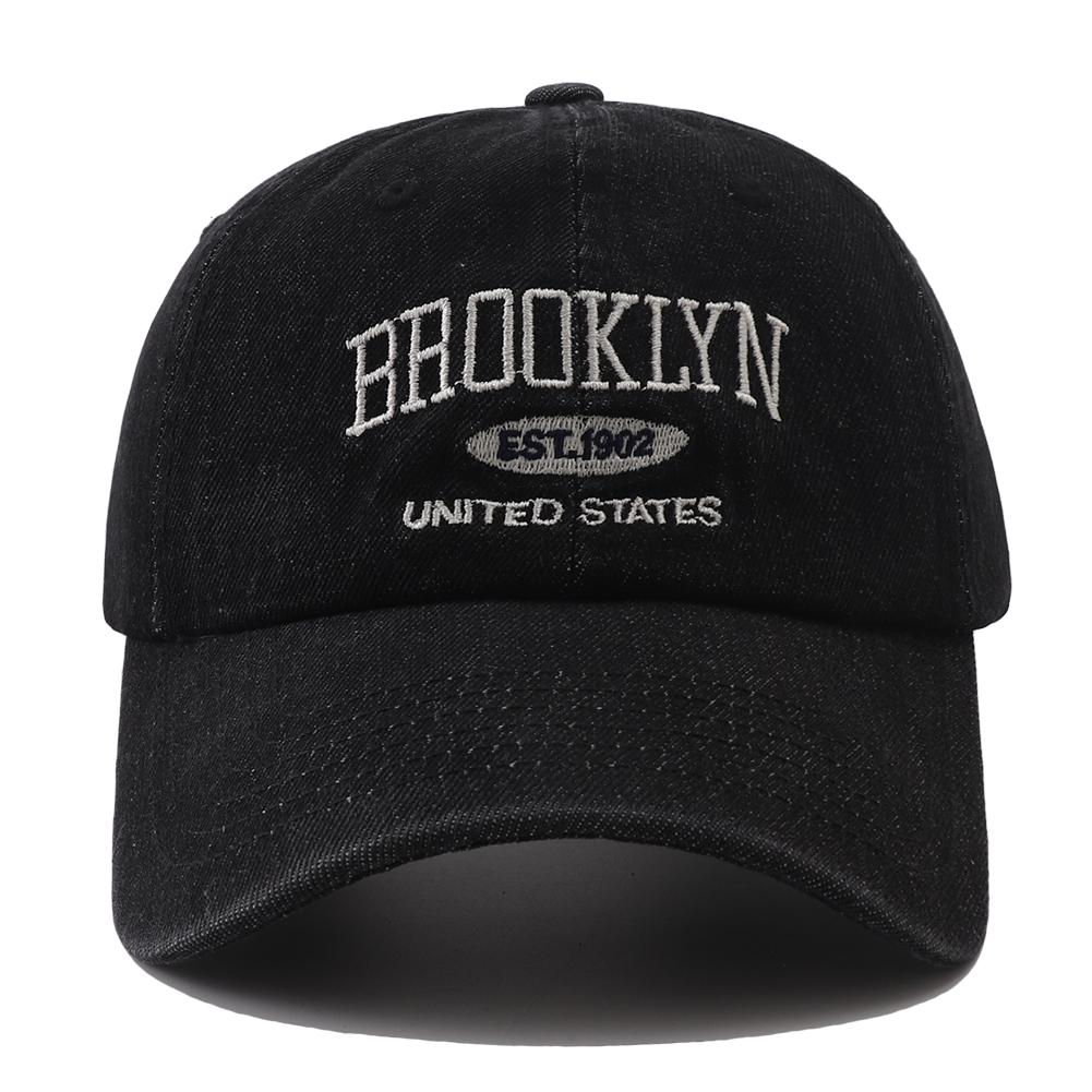Baseball Snapback Adjustable Denim Stitching Embroidered Brooklyn Fashionable Trendy Caps Outdoor Casual Adult Wash Sports Golf Sun Hats For Women