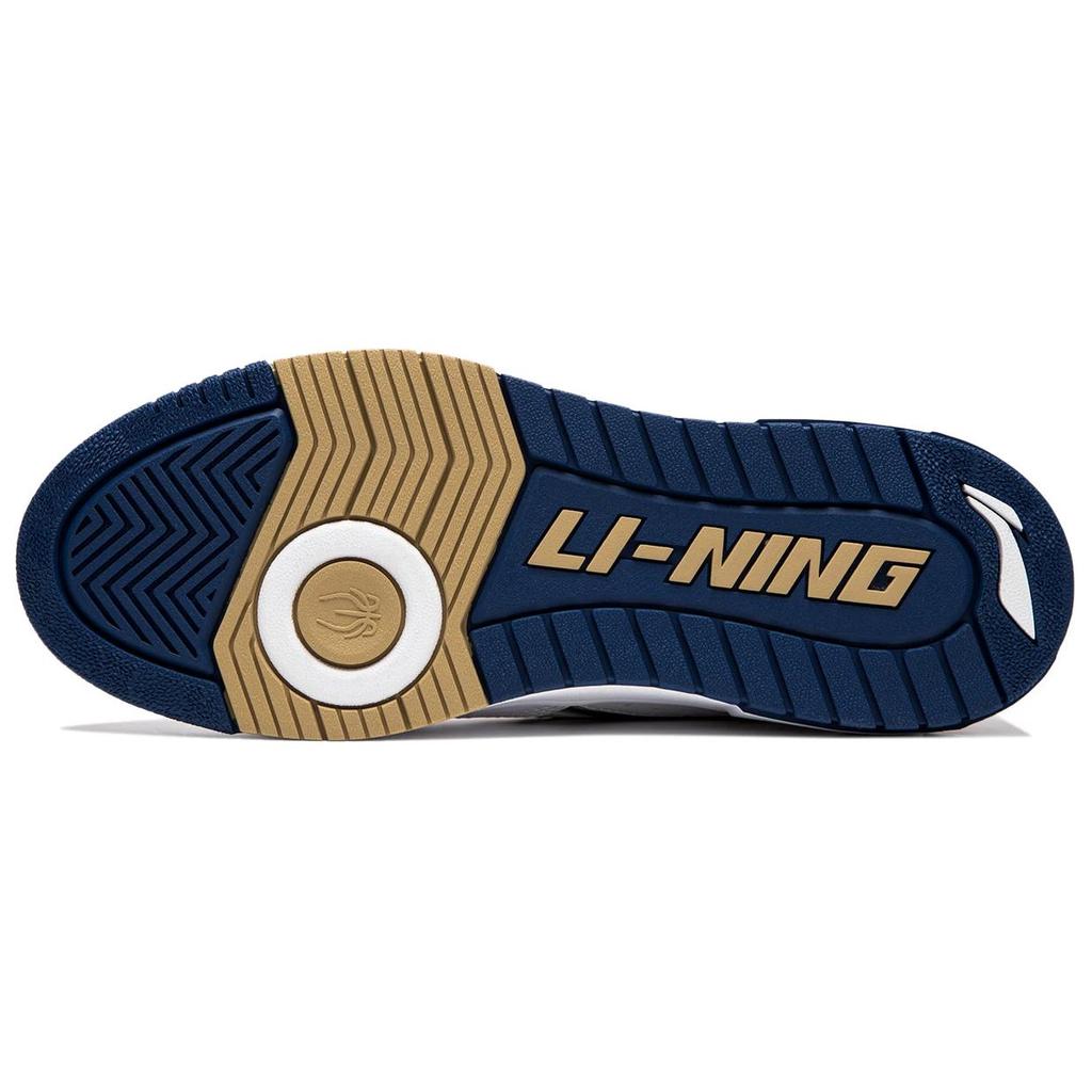 Li Ning Synthetikleder Bequem Trendig Rutschfest Langlebig Low Top Skateschuhe Unisex Skateschuhe Weiß Marineblau ABCU001-6